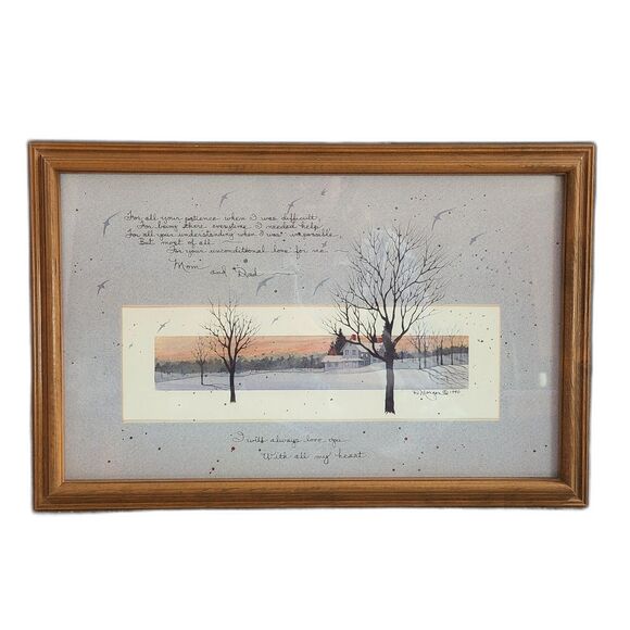 D. Morgan Mom and Dad Farmhouse Signed Framed Print Vintage Parent Tribute Gift - Picture 1 of 10